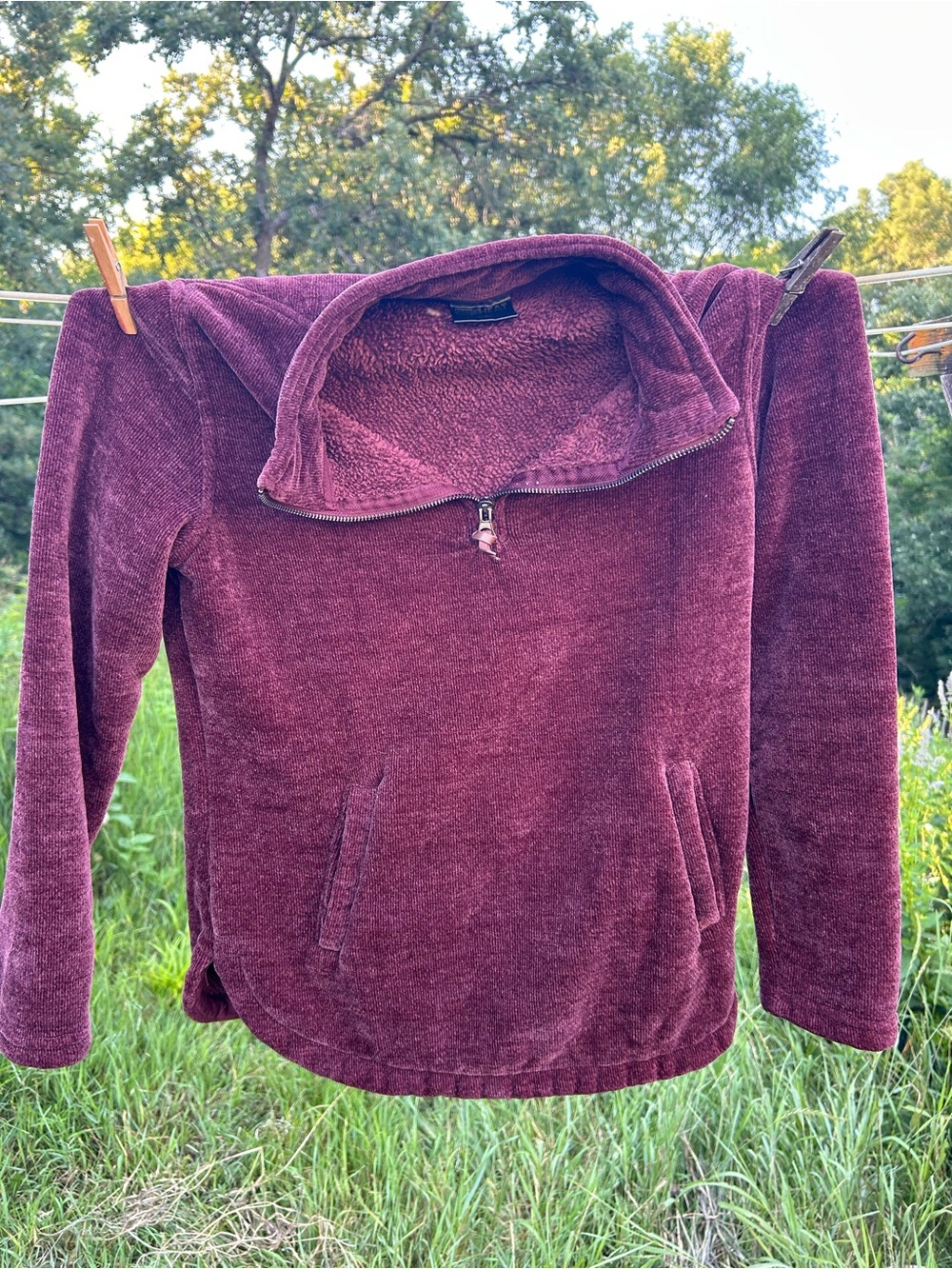 32 Degrees Plush Half-Zip Chenille Pullover in Wine